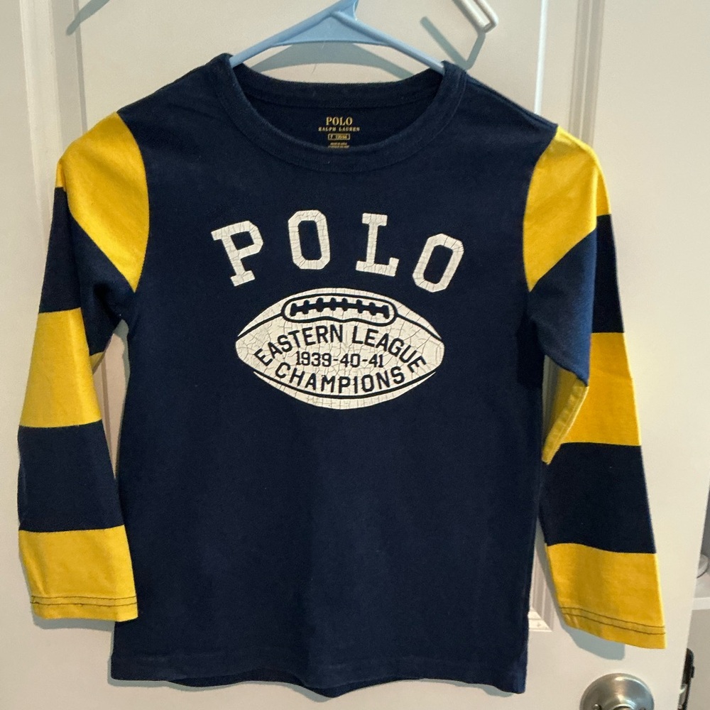 Polo by Ralph Lauren Kids Long Sleeve Shirt in Navy and Yellow